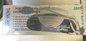 GPX C847BI Portable Cassette Player Recorder AM FM Radio NEW In Bx w/ Headphones