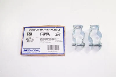 Lot of 2 1-WBA Madison Electric Conduit Hanger w/ Bolt 3/4" EMT Rigid NOS - Image 1 of 2