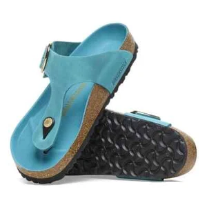 SANDALI SLIDE BIRKENSTOCK GIZEH CON FIBBIA GRANDE BISCAY BAY NUOVI SENZA ETICHETTE TAGLIA 8-8,5US/39EU - Foto 1 di 14