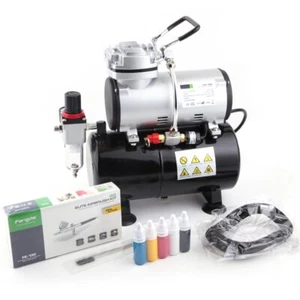 FD-186K Airbrush Kompressor Komplett set Mächtig Luftstrom und Luftdruck mit ... - Bild 1 von 9