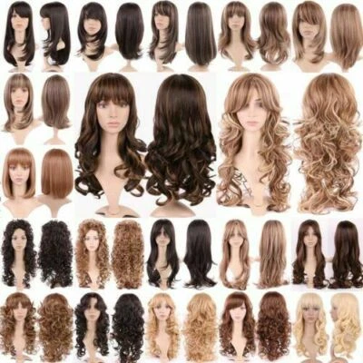 Peluca Completa Sintética Halloween Mujeres Cabello Natural Largo Recto Rizado Cosplay Foto 1 de 4