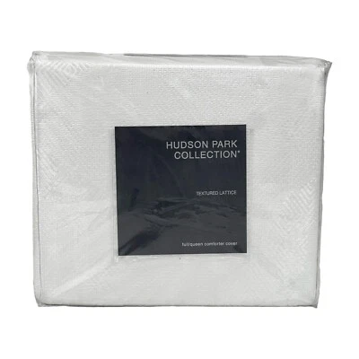 Hudson Park Textured Lattice FULL / QUEEN Duvet Cover Off White $370 BRAND NEW - Image 1 of 4