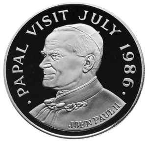 ST. LUCIA 5 Dollars 1986 Silver PF 'PAPAL VISIT ' Free Shipping - Picture 1 of 2