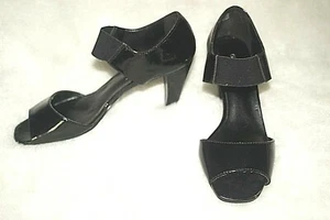 GEORGE Heels Shoes Open Toe Strap Black Patent Sz 8.5 M *G++ - Picture 1 of 5