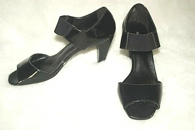 Zapatos de tacón GEORGE correa abierta charol negro talla 8,5 M *G++ Foto 1 de 4
