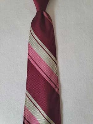 Corbata 100 % seda rosa y borgoña a rayas Foto 1 de 4