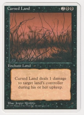 Miscut Cursed Land MP 4th Edition MTG Magic Error Misprint Alpha Cut Corners! - Image 1 of 2