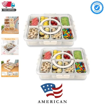Bandeja portátil para bocadillos y frutas sin BPA con tapa - perfecta para el entretenimiento Foto 1 de 4