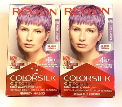 Lote 2 Digitones REVLON COLORSILK Kerratina Color de Cabello 92D PASTEL LAVANDA Nuevo Foto 1 de 3