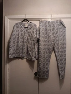 Vtg McKenzie Imperial Flannel Pajama Set Mens D /XL V Neck Snap Pant Paisley EUC - Picture 1 of 16