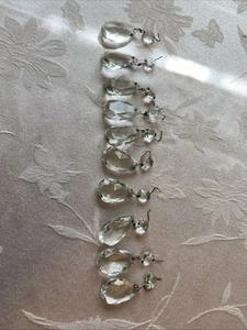 Lot 10 Vintage Austrian Crystal 1.5” Teardrop Chandelier 2” Long w Top Crystal - Picture 1 of 12