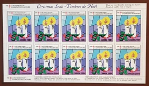 Stamps Canada Mint: Christmas Seals #103 full pane of 10 Year 2004 VF MNH - Picture 1 of 1