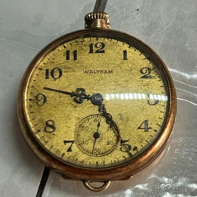 Reloj Bolsillo Waltham Damas Vintage Caja Oro Solidario 14K c.1918 Antiguo Foto 1 de 4