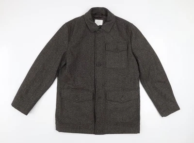 Marks and Spencer Men's Brown Wool Herringbone Mid-Length Jacket M - Image 1 of 4