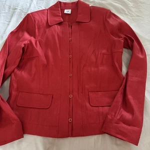 CABI Linen Blend Bright Red Tailored, Lightweight Blue Blazer Jacket Size M - Picture 1 of 9