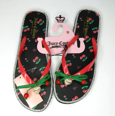 Juicy Couture Zapatos Mujer Talla 10 JC-Slurpy Chanclas Sandalias Cerezas Lazo Foto 1 de 4