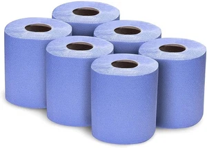 Blau Mittelfutter Rollen Seidenpapier 2-lagig 6er-Pack geprägt kommerzieller & heimischer Gebrauch - Bild 1 von 5