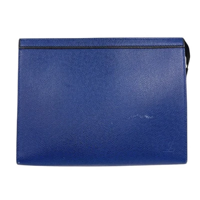 Bolso de Mano Louis Vuitton Pochette Voyage MM M30575 Cobalto Taiga Plateado #OK4144 Foto 1 de 4