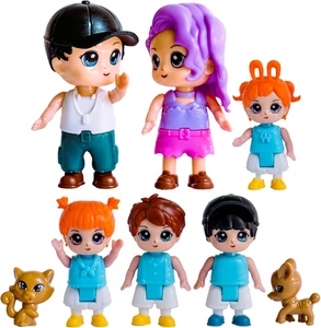 Casa delle Bambole Persone, 8 Personaggi Famiglia e Animali Playset - Figetto Pieghevole Little People - Foto 1 di 12