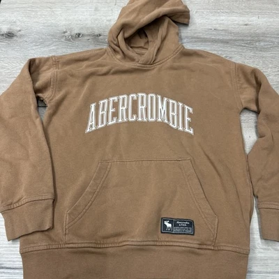 Abercrombie & Fitch Kids Hoodie Youth 9/10 Chestnut Brown Logo Pullover Fleece - Image 1 of 4