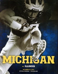 INSIDE 2016 FOOTBALL MICHIGAN VS ILLINOIS OCTOBER 22TH PROGRAM MAGAZINE - Picture 1 of 2