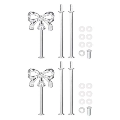 Juego de 2 accesorios de herrajes para soporte para cupcakes de 3 niveles para soporte para pasteles moño nudo plateado Foto 1 de 4