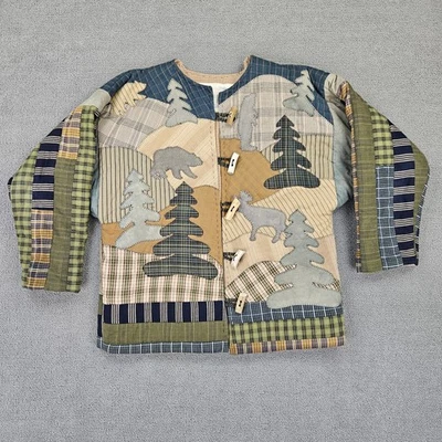 Quilted Jacket Womens Large Bear Mountain Cottagecore Lightweight Coat Eileen's - Image 1 of 4