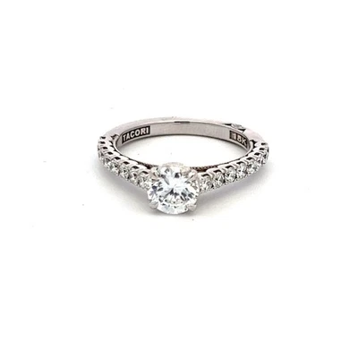 Tacori 0.80 Carat CZ 0.53 Carat Round Diamond 18K White Gold Semi Mount Ring Foto 1 de 4