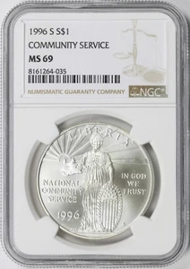 1996-S Community Service Silver Dollar $1 NGC MS69 - Picture 1 of 4