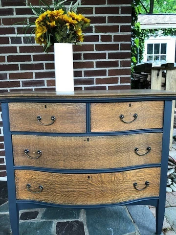 Vintage Charcoal Table /Bureau / Console-  Freshly painted & In good condition Cover