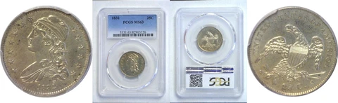 1832 Bust Quarter PCGS MS-63 Cover