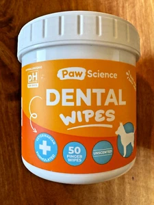 Paw Science Dog Teeth Cleaning Wipes - Dental Finger Wipes for Dog - UNSEALED - Picture 1 of 3
