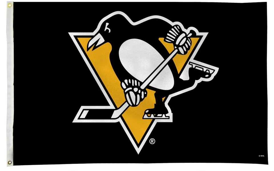 NHL PITTSBURGH PENGUINS PREMIUM TEAM LOGO FLAG 3 X 5 FOOT INDOOR/OUTDOOR - Image 1 of 1