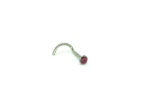 18ct White Gold 2.5mm (0.15ct) Natural Ruby Nose Stud Ring Pin nose jewellery - Picture 1 of 7