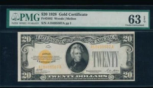 AC Fr 2402 1928 $20 Gold Certificate PMG 63 EPQ uncirculated!!! - Picture 1 of 2