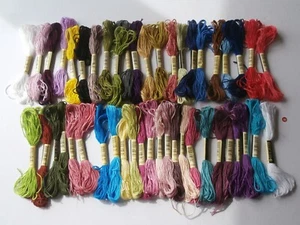 embroidery cross stitch floss x 46 skeins blue green yellow pink purple brown - Picture 1 of 6