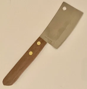Mini 6 1/2" Stainless Steel/ Wooden Handle Meat Cleaver w/Plastic Cover - Picture 1 of 3