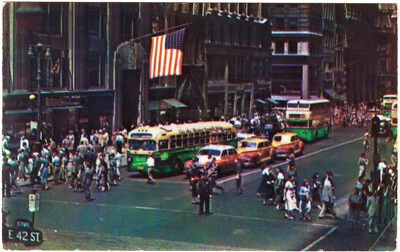 U.S. 1950 AMAZING FINE POSTAL CARD  " NEW YORK CITY,  FIFTH AVE at 42nd STREET " - Image 1 of 2