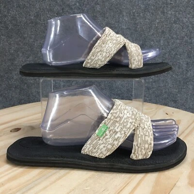 Sandalias Sanuk Mujer 10 Estera de Yoga Capri Tejido Toboganes Planas Beige Informales 1099409 Foto 1 de 4