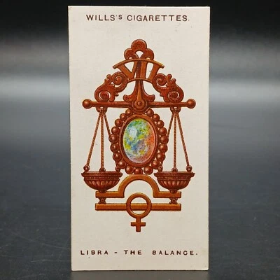 1923 Lucky Charms LIBRA THE BALANCE Antique Will's Tobacco Cigarette Card - Image 1 of 2