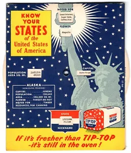 Rueda de cartón TIP TOP PAN 1957 Premium CONOCE TUS ESTADOS UNIDOS DE AMÉRICA - Imagen 1 de 2