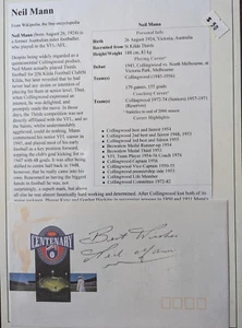 Signed Neil Mann - Collingwood legend and captain in 1956 - Picture 1 of 1