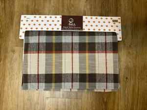 Corredor de mesa de granja beige marrón naranja a cuadros 72” x 14” otoño otoño nuevo con etiquetas - Imagen 1 de 5