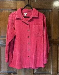 LL Bean Women's Pink Cotton Button Up Corduroy Long Sleeve Shirt Size Medium - Picture 1 of 6