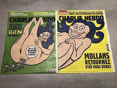 2 X CHARLIE HEBDO French Magazine Special Mollahs Iran N° 1590 & 1589 New ! • 49€