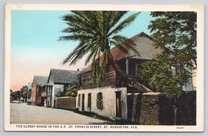 St. Augustine Florida FL ältestes Haus in den USA St Francis Street um 1913 Postkarte - Bild 1 von 2