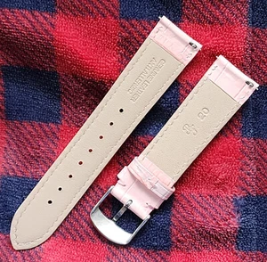 20mm Pink ANTI ALLERGIC Genuine Leather interchangeable EZ-PIN Watch Strap Band - Picture 1 of 5