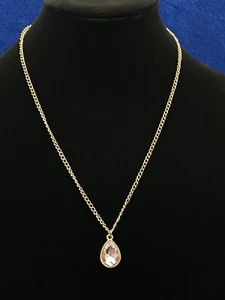 Pear Cut Peach Morganite Solitaire Pendant Necklace 21" Rose Gold Tone  - Picture 1 of 8