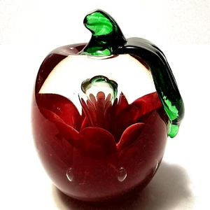 VTG Red Apple Paperweight, Joe Rice Blown Glass (1998) - Picture 1 of 7