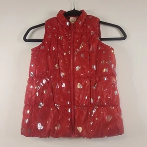 Faded Glory Girls Puffer Red (Love) Full Zip Puffer Vest Coat Size S 6-6x - Picture 1 of 6